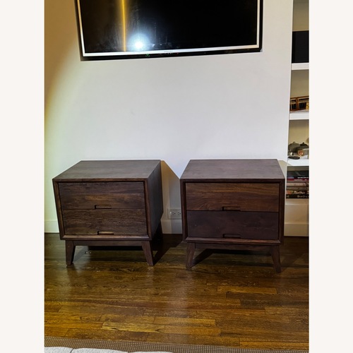 Used Crate & Barrel Steppe Dark Brown Wood Nightstands for sale on AptDeco