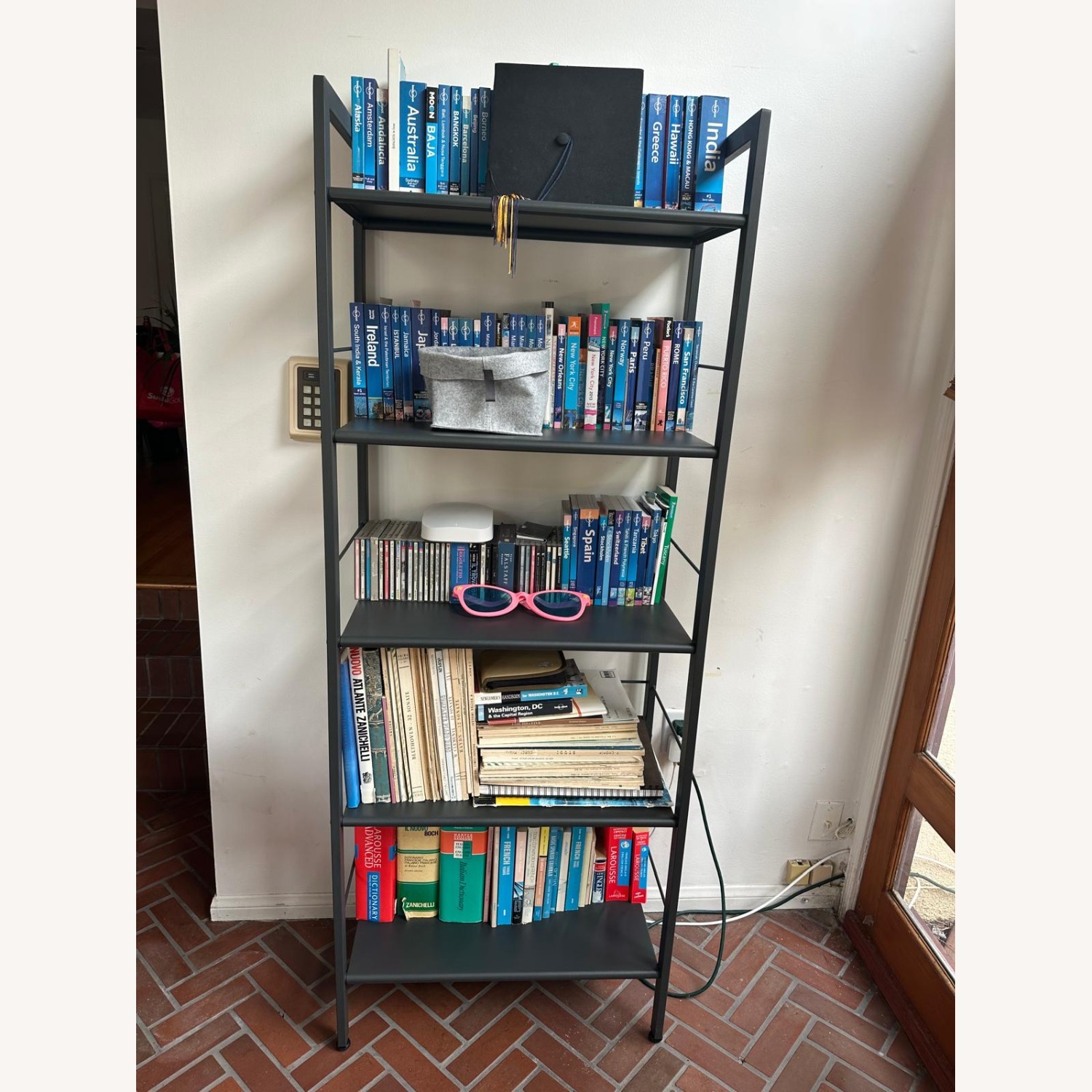 Crate & Barrel Dark Metal Gray Bookcase - image-1