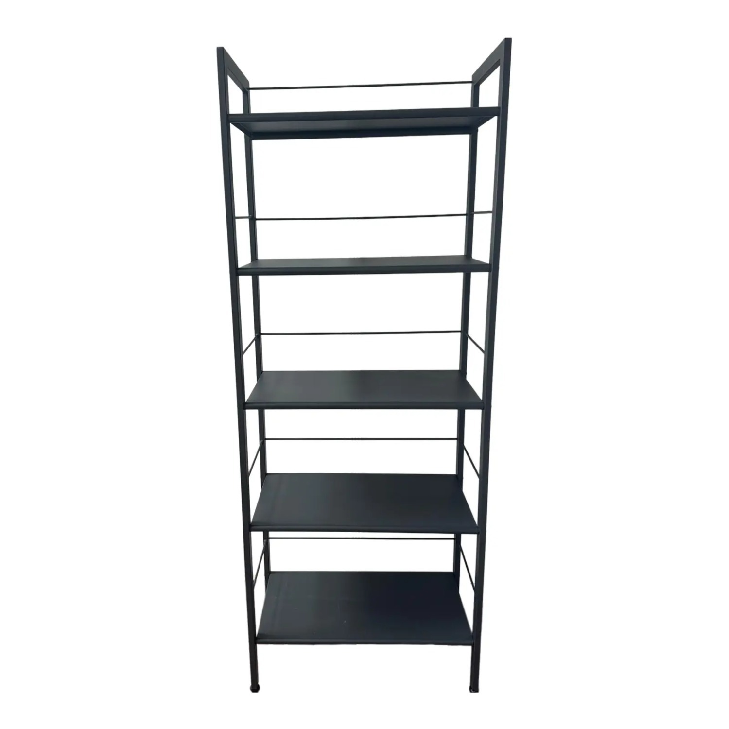 Crate & Barrel Dark Metal Gray Bookcase - image-7