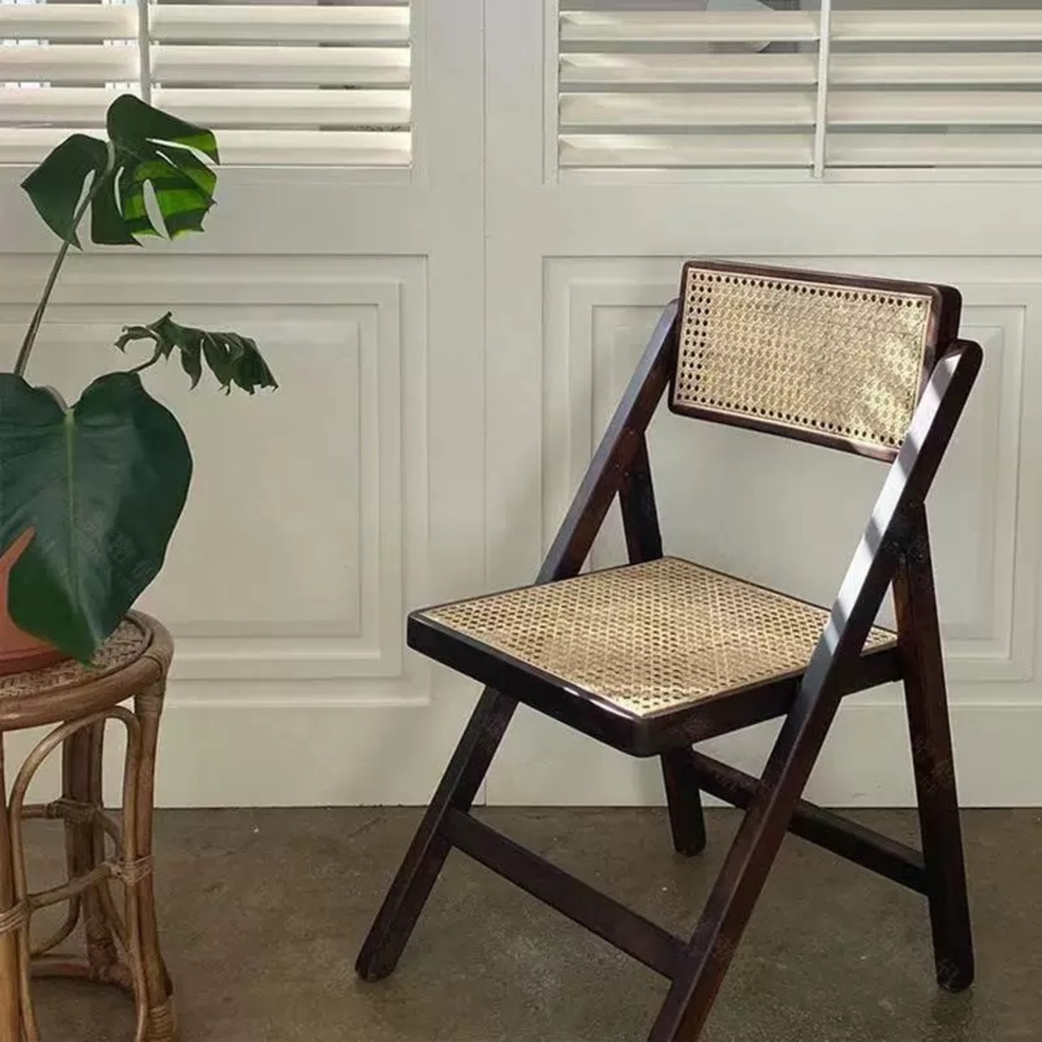 Dark Brown Rattan Dining Chairs - image-0