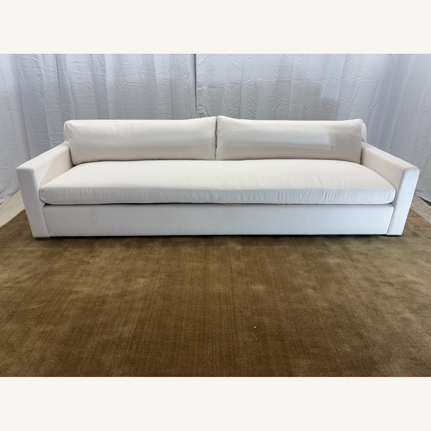 Restoration Hardware Belgian Track Arm Bench-Cushion Sofa - image-1