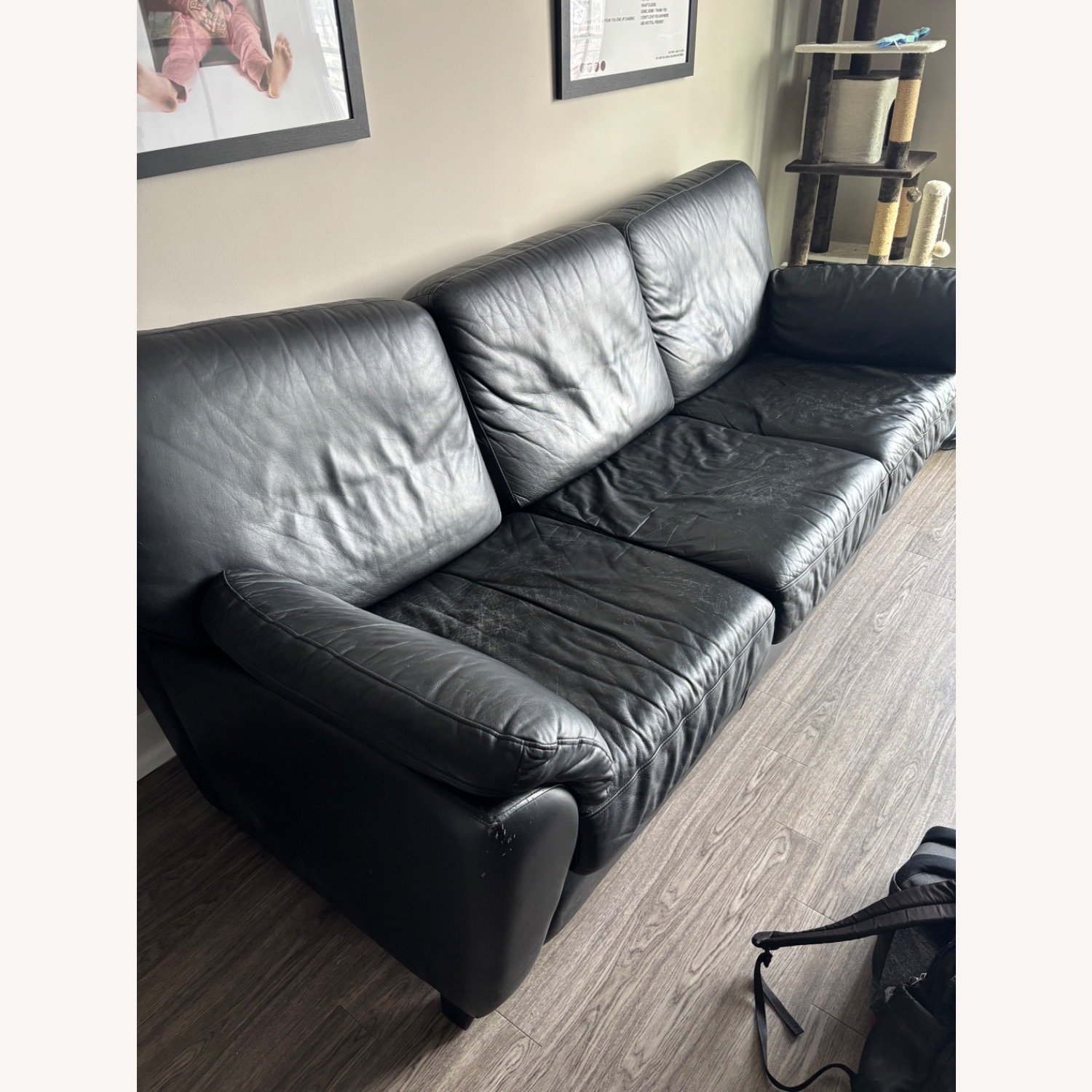 Leather Center Texas Black Leather 3+ Seater Sofa - image-1