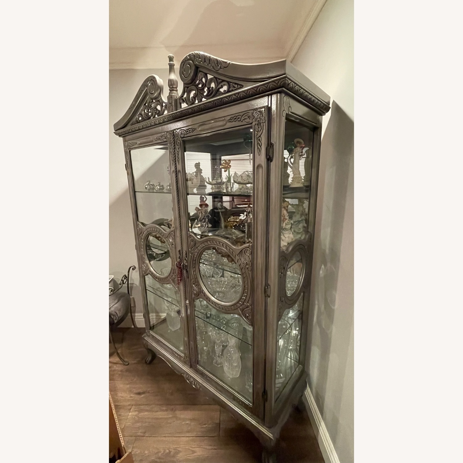 Silver Wooden Curio Cabinet - image-0