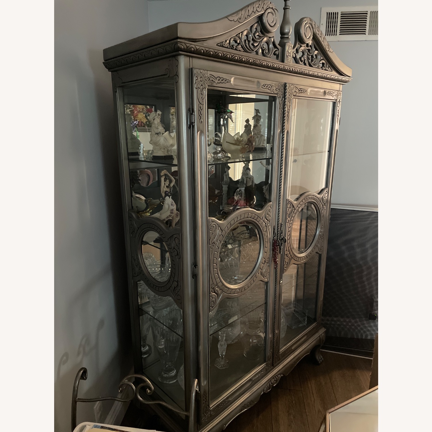 Silver Wooden Curio Cabinet - image-2