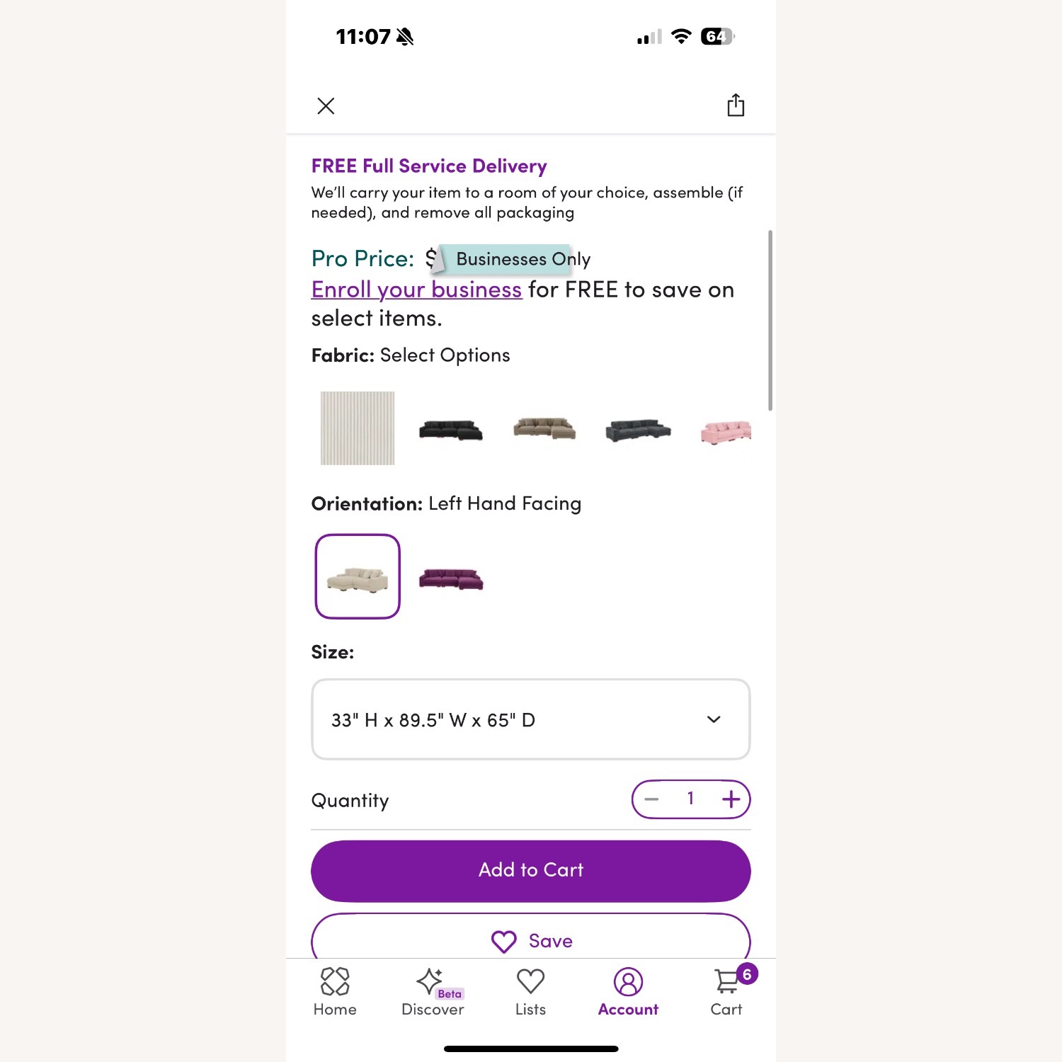 Wayfair White Fabric 2 Piece Sectional - image-7