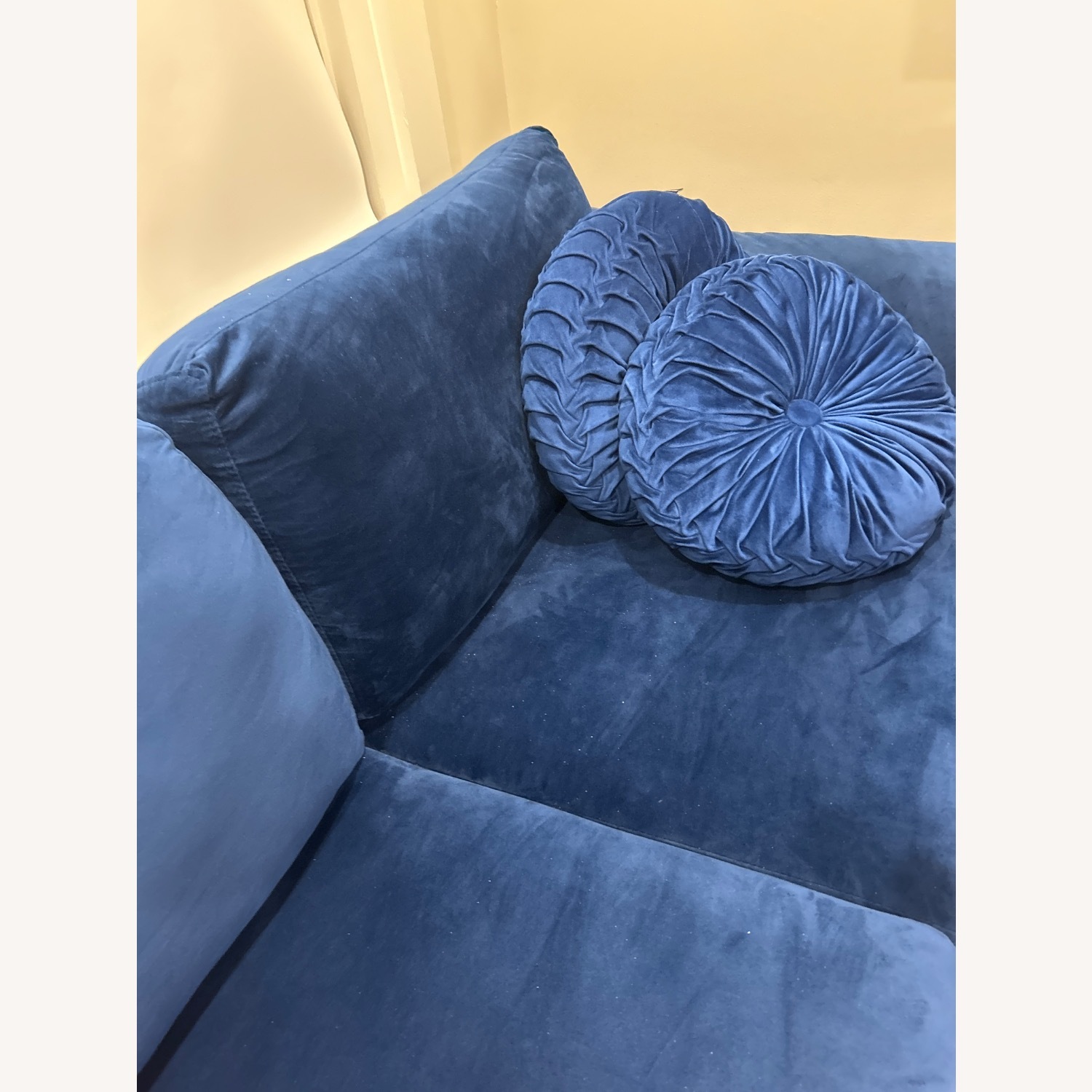 Walmart Blue Suede L Shaped Couch - image-4