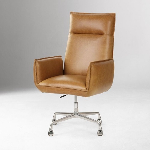 Used West Elm Light Brown Leather Office Chair for sale on AptDeco