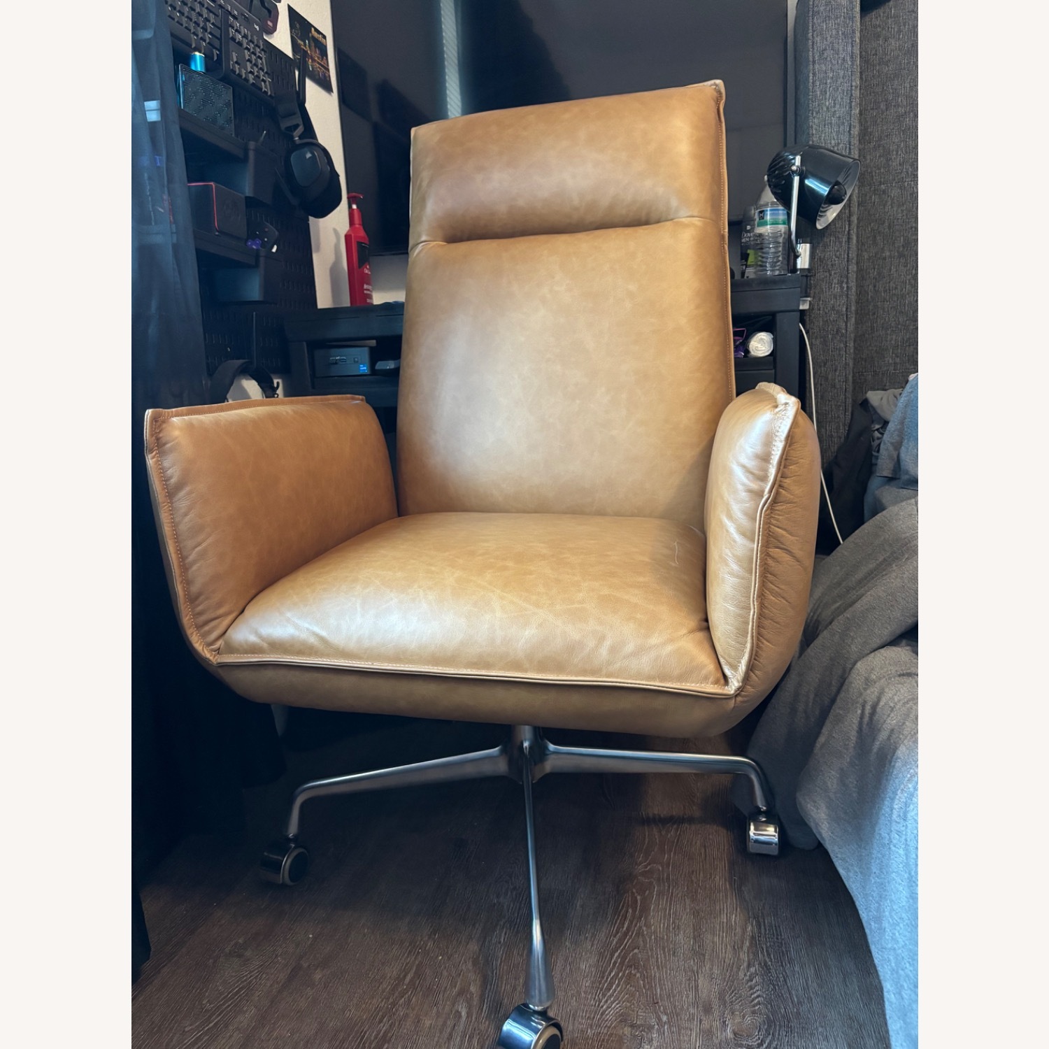West Elm Light Brown Leather Office Chair - image-2