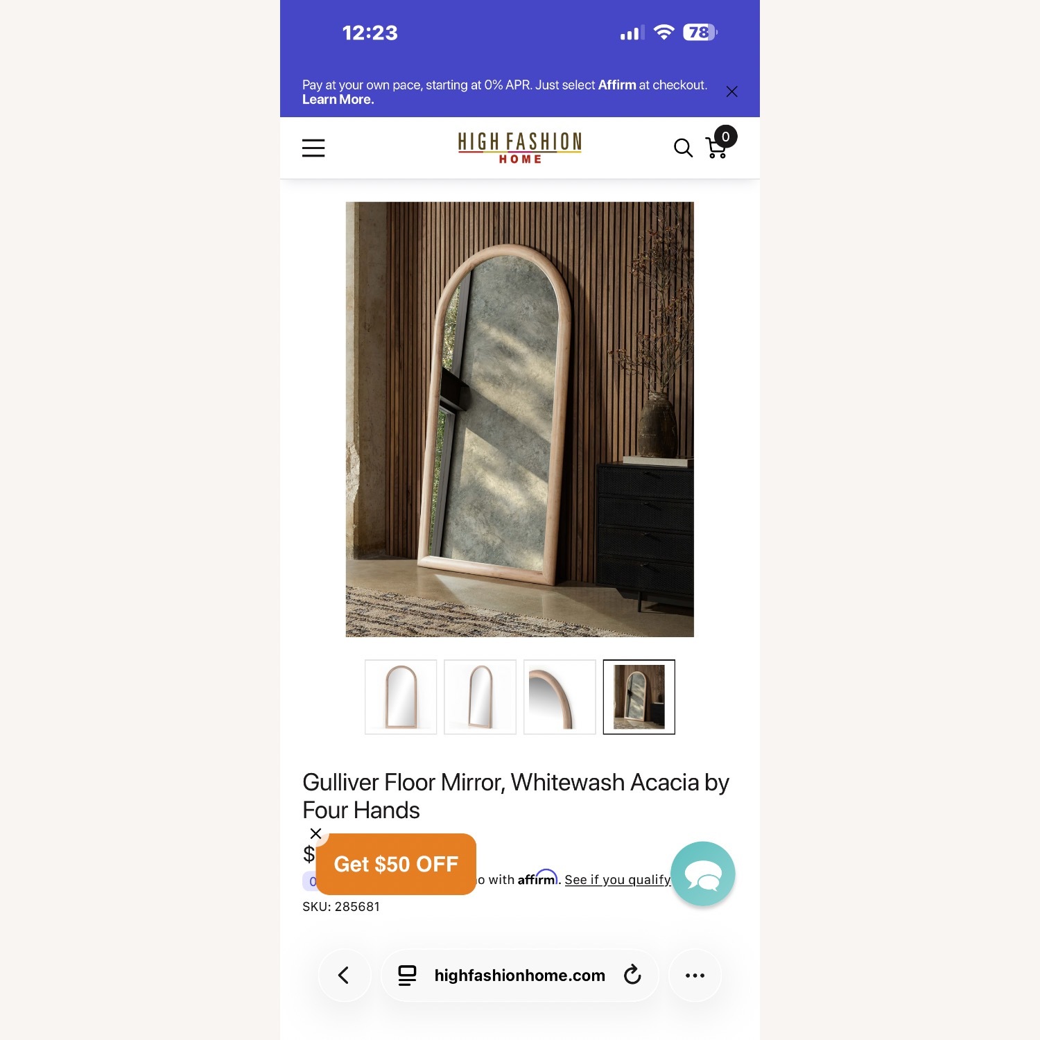 Four Hands Gulliver Floor Mirror Whitewash Acacia  - image-2