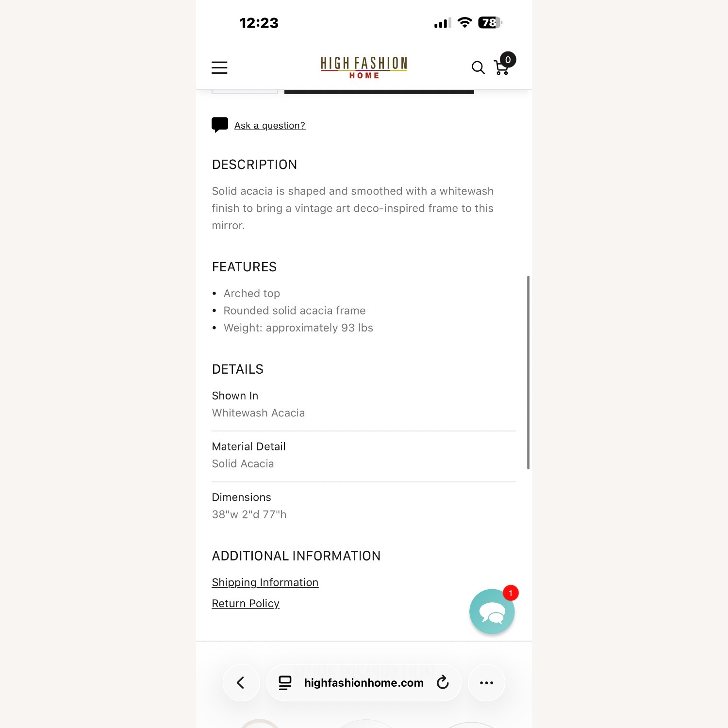 Four Hands Gulliver Floor Mirror Whitewash Acacia  - image-3