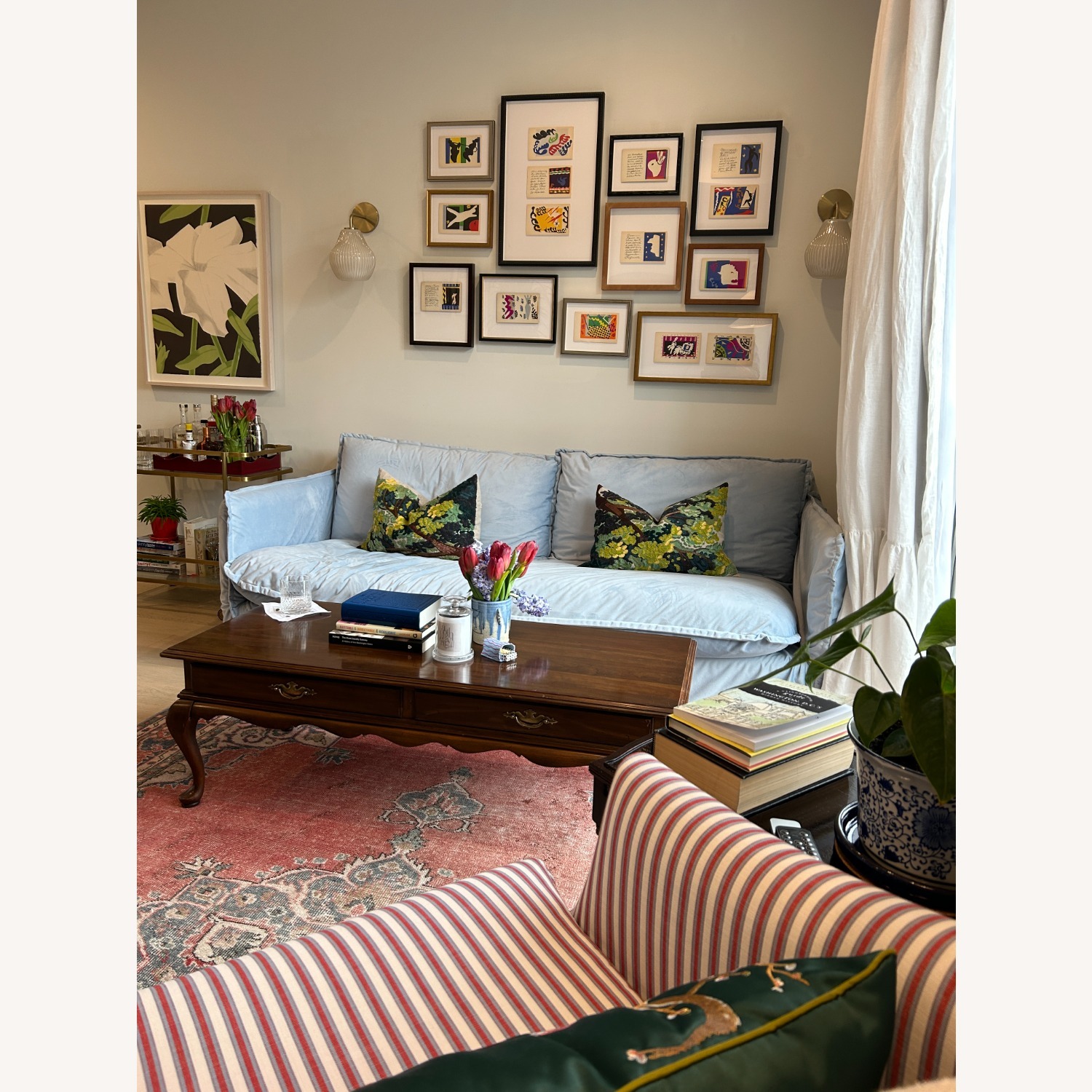 Sixpenny Neva Sofa with Blue Velvet Slipcover - image-2