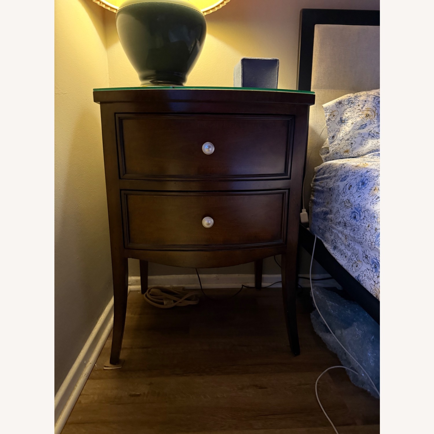 Vintage/Antique Dark Brown Wood Nightstand - image-1