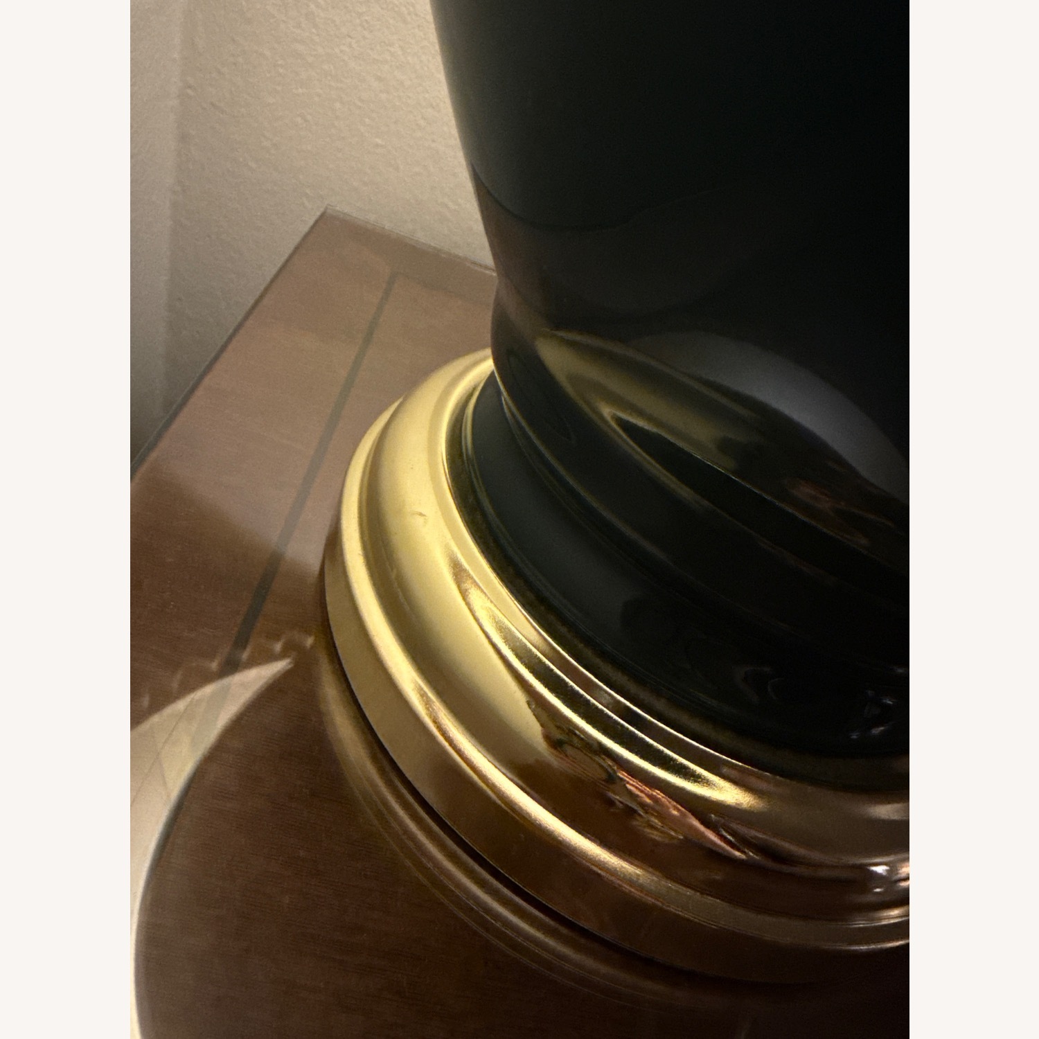 Vintage/Antique Green Ceramic Table Lamp - image-2