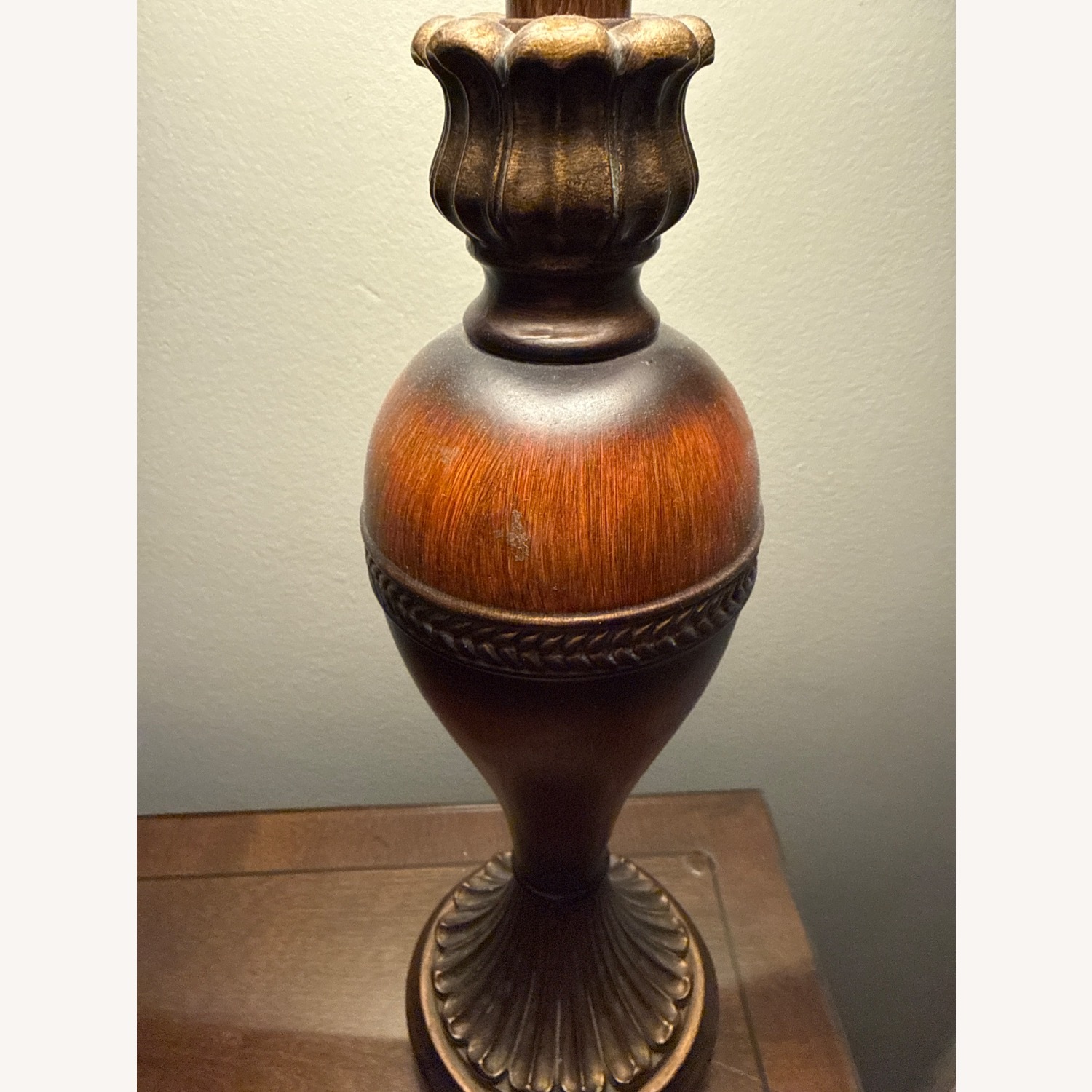 Vintage/Antique Dark Brown Wood Table Lamp - image-2