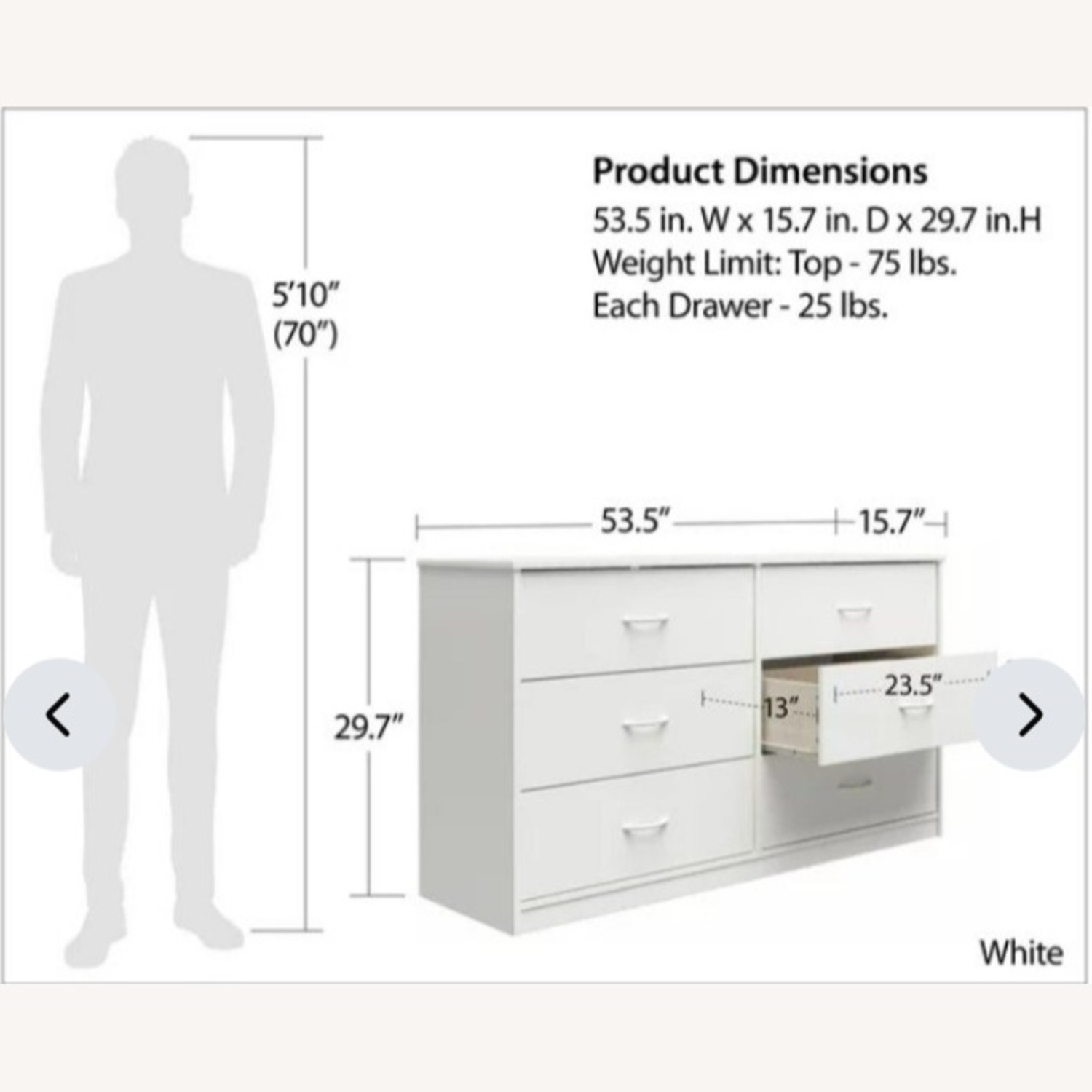 Bed Bat & Beyond White Wood Dresser - image-2