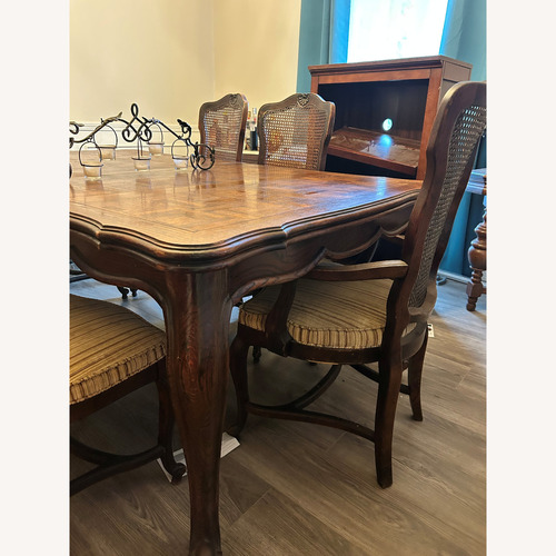 Used Ethan Allen Dark Brown Wood Dining Set for sale on AptDeco