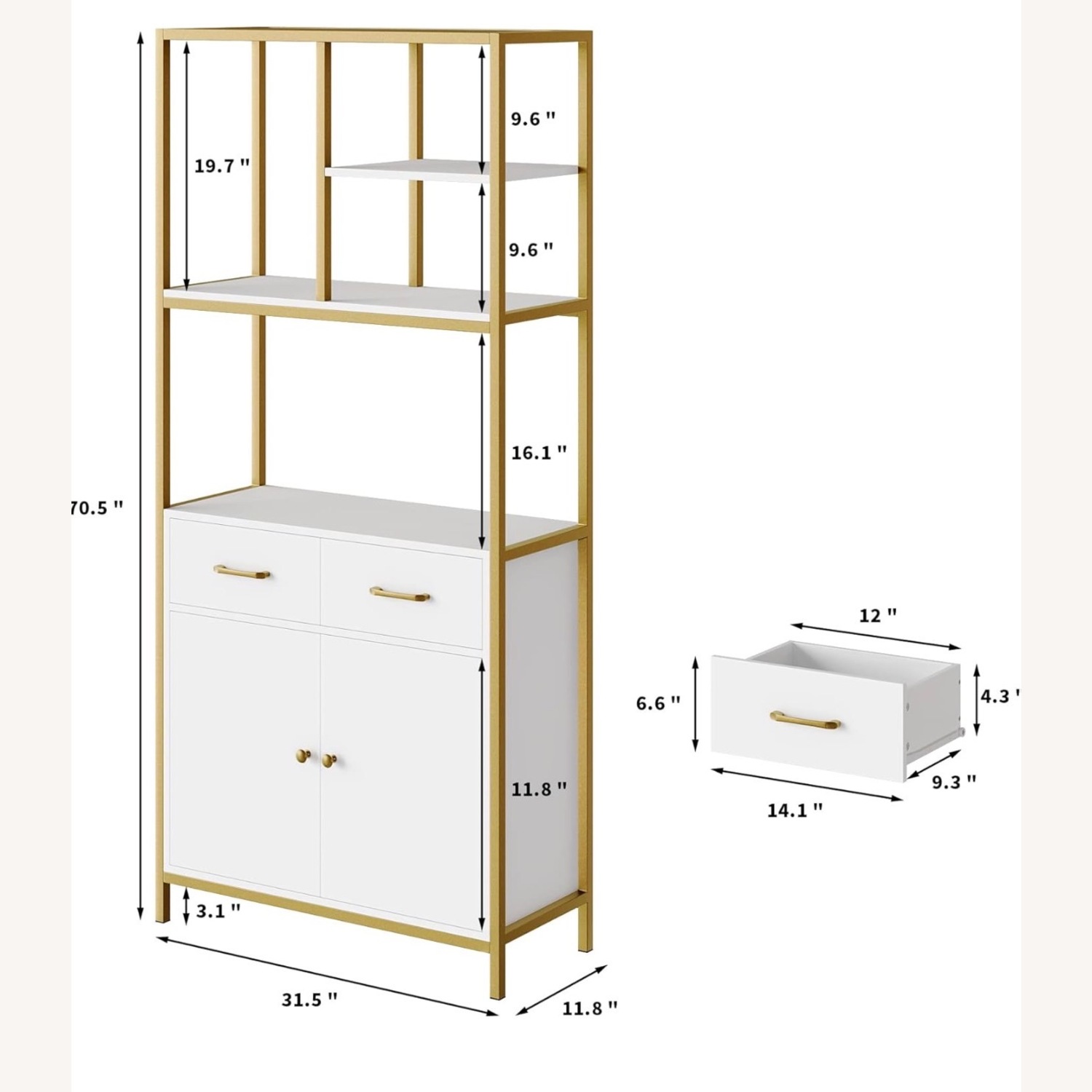 Amazon white and Gold Wood Bookcase - image-3