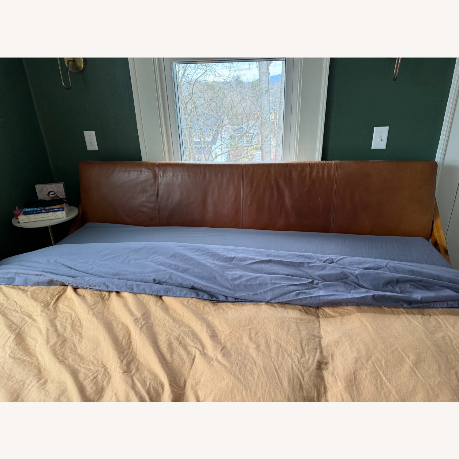 CB2 Drommen Light Brown Wood and Leather King Bed - image-2