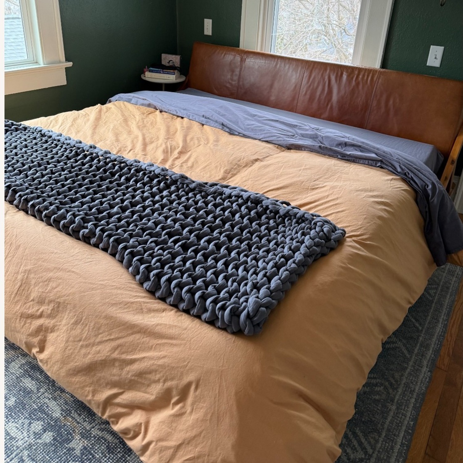 CB2 Drommen Light Brown Wood and Leather King Bed - image-3