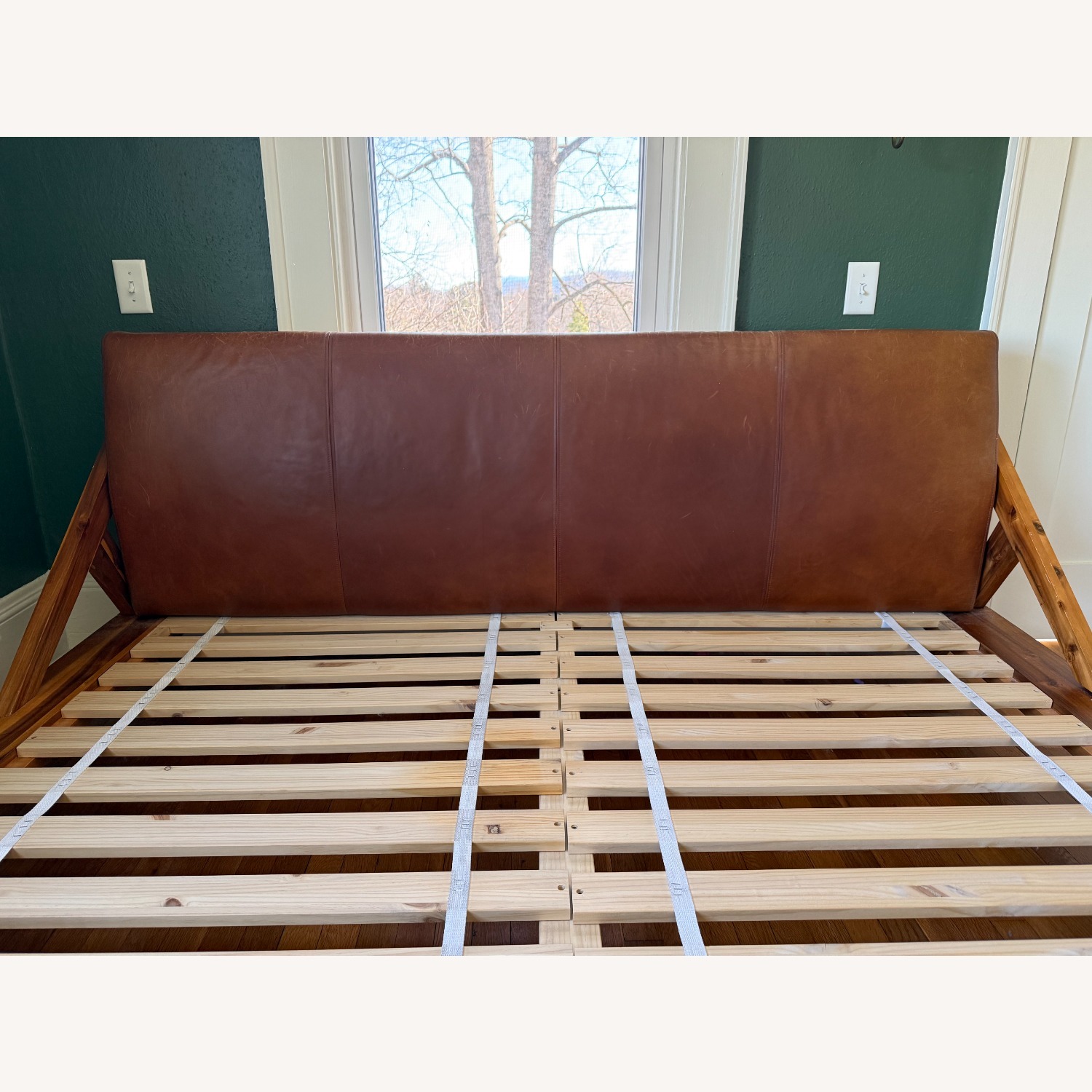 CB2 Drommen Light Brown Wood and Leather King Bed - image-7