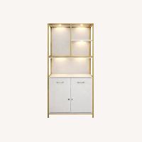  White and Gold Wood Bookcase