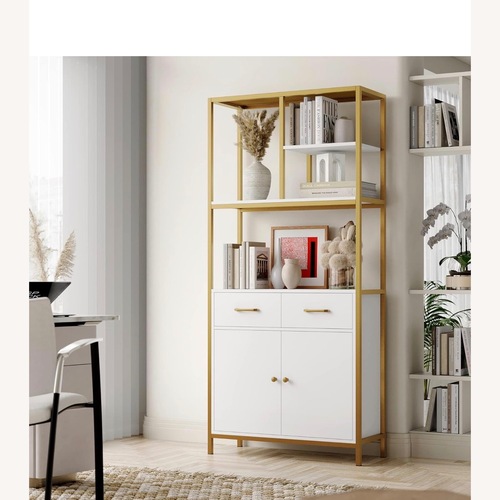Used  White and Gold Wood Bookcase for sale on AptDeco
