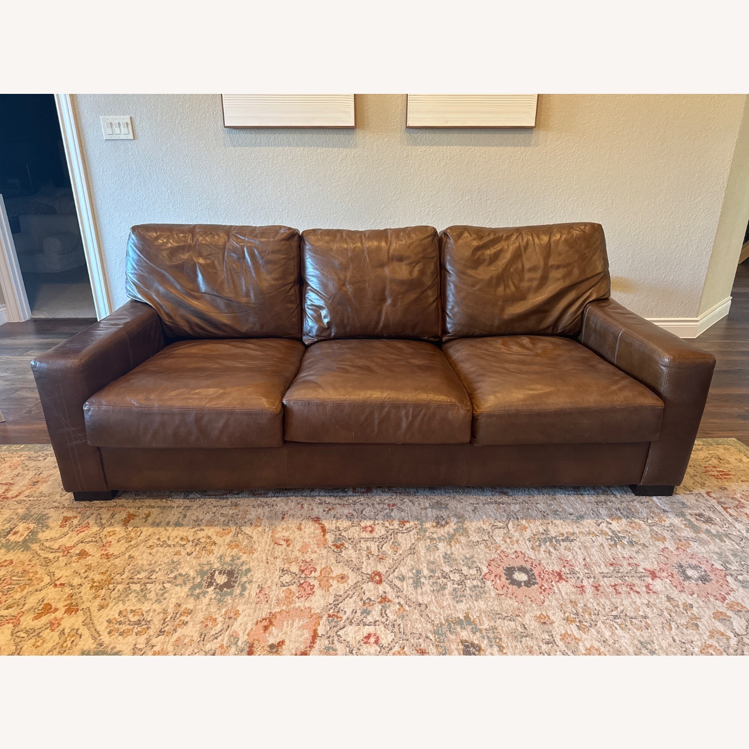 Pottery Barn Turner Square Arm Leather Sofa - image-2