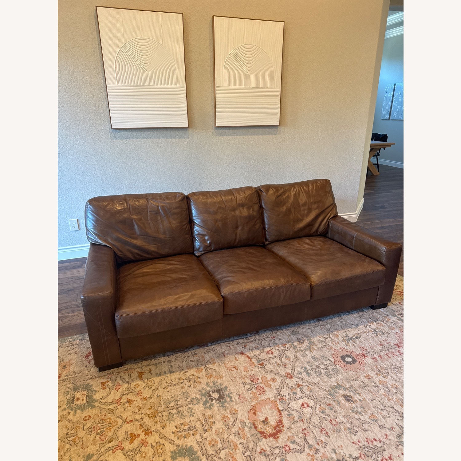 Pottery Barn Turner Square Arm Leather Sofa - image-1