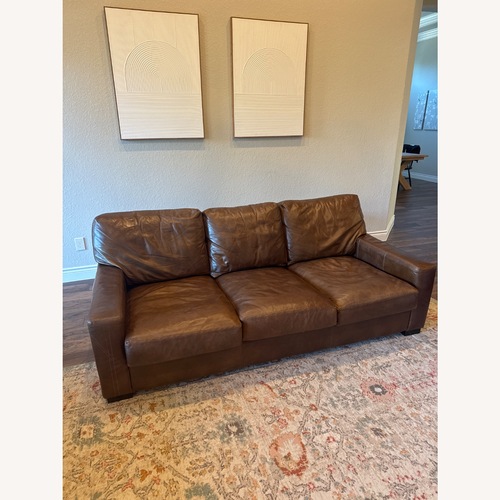 Used Pottery Barn Turner Square Arm Leather Sofa for sale on AptDeco