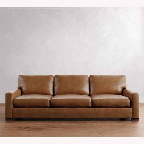 Used Pottery Barn Turner Square Arm Leather Sofa for sale on AptDeco