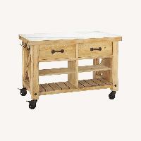 Hamilton Reclaimed Wood & Marble Kitchen Island