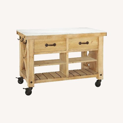 Used Hamilton Reclaimed Wood & Marble Kitchen Island for sale on AptDeco