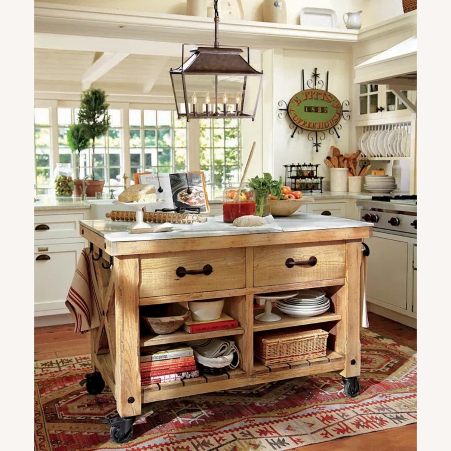 Pottery Barn Hamilton Reclaimed Wood & Marble Kitchen Island - image-3