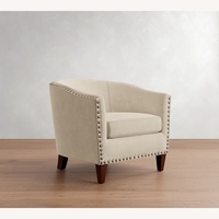 Pottery Barn Harlow Chair Blue Fabric Armchair