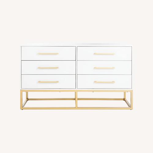 Used Safavieh Couture White & Gold Chic Dresser for sale on AptDeco