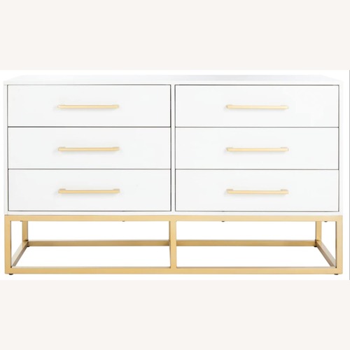 Used Safavieh Couture White & Gold Chic Dresser for sale on AptDeco