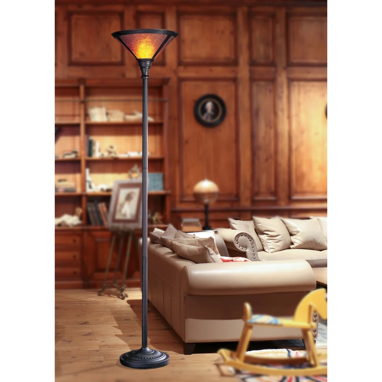 Wayfair Hein 71'' Brown Torchiere Floor Lamp - image-4