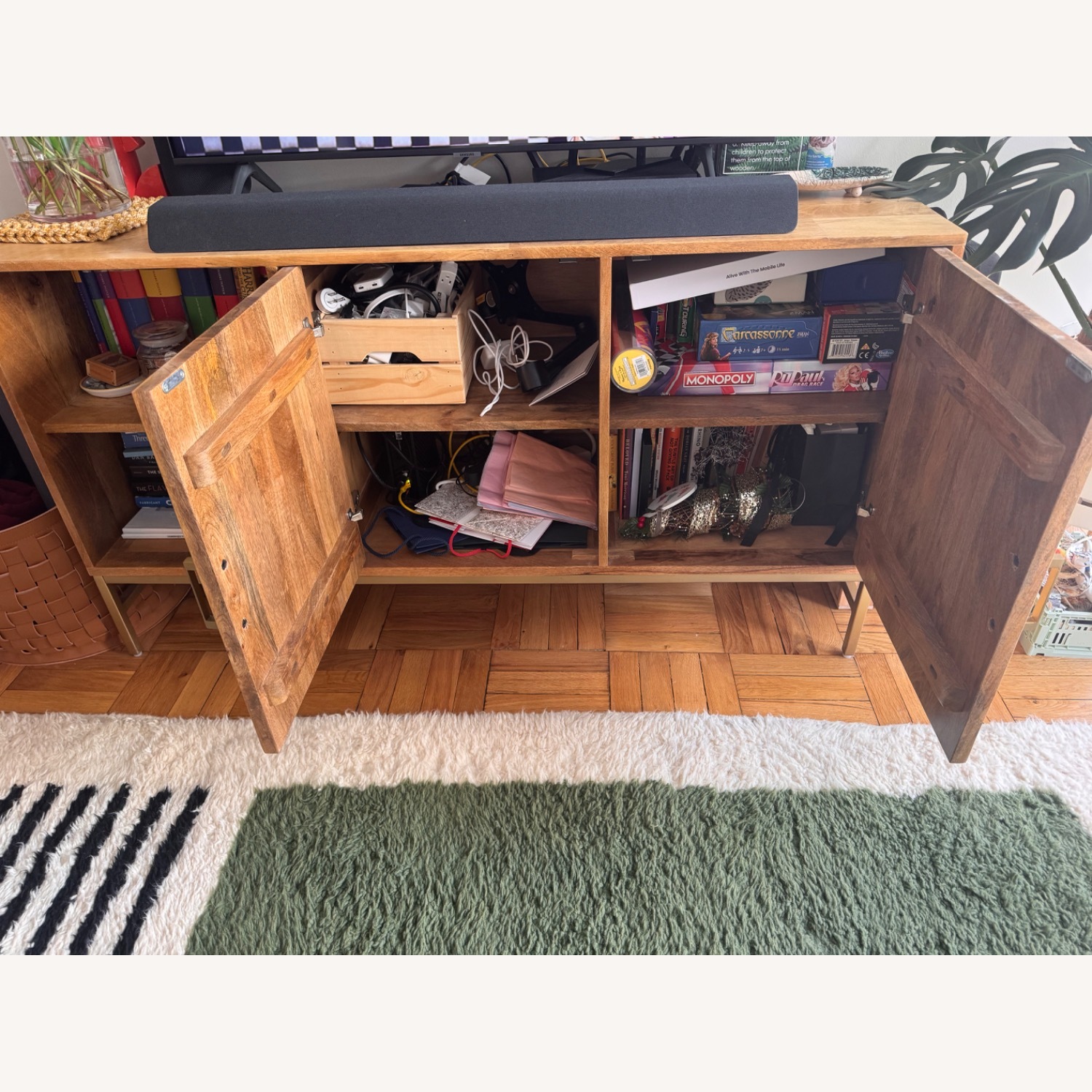 Joss & Main Rowley Natural Wood Media Storage - image-4