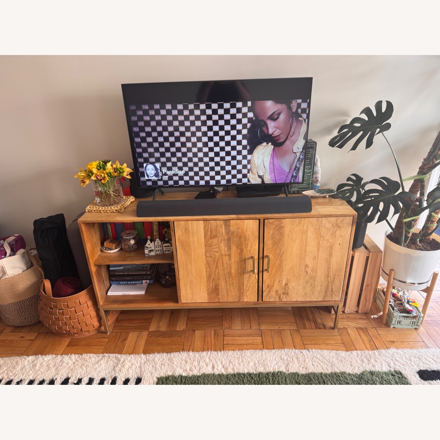 Joss & Main Rowley Natural Wood Media Storage - image-1