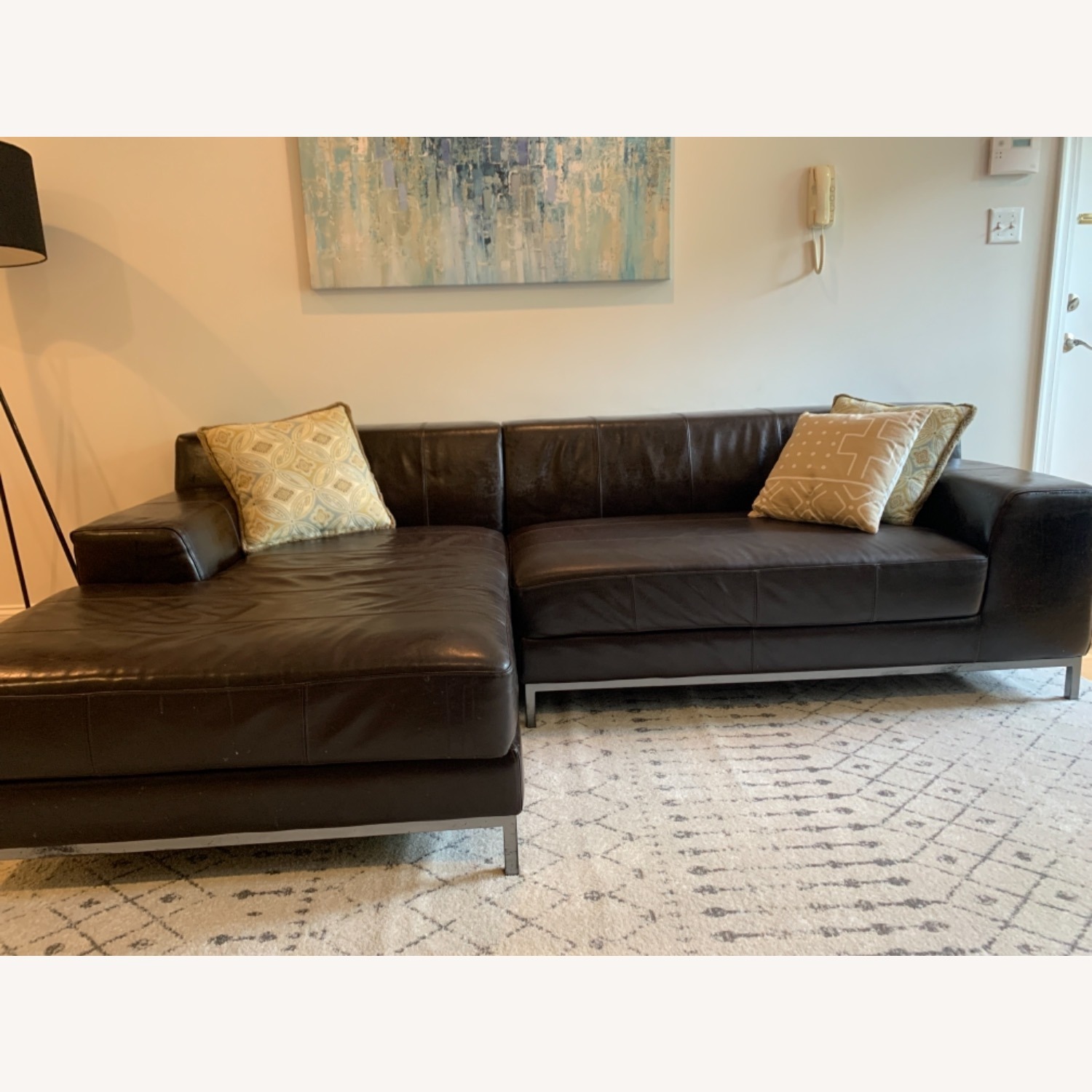 IKEA Kramfors Dark Brown Leather Sectional Sofa - image-2