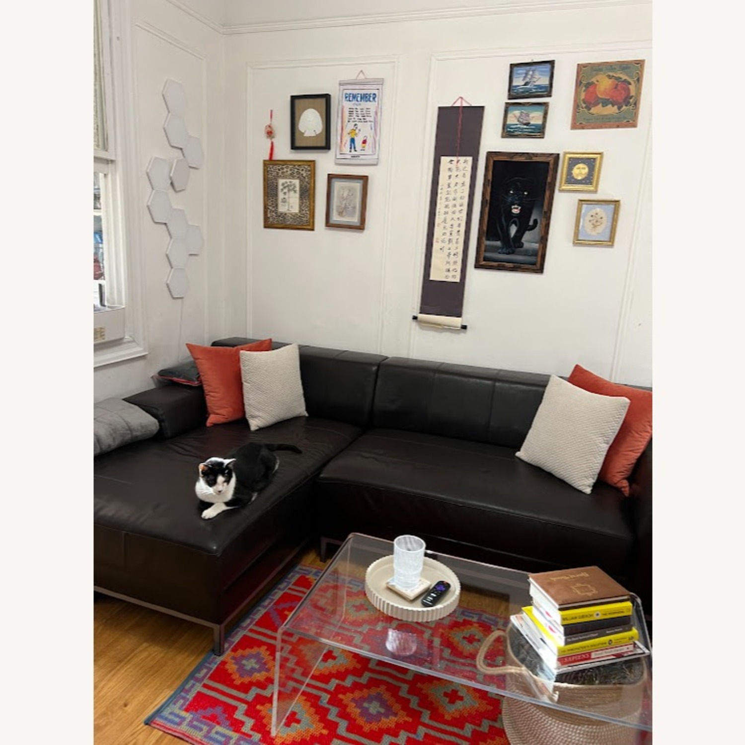 IKEA Kramfors Dark Brown Leather Sectional Sofa - image-10