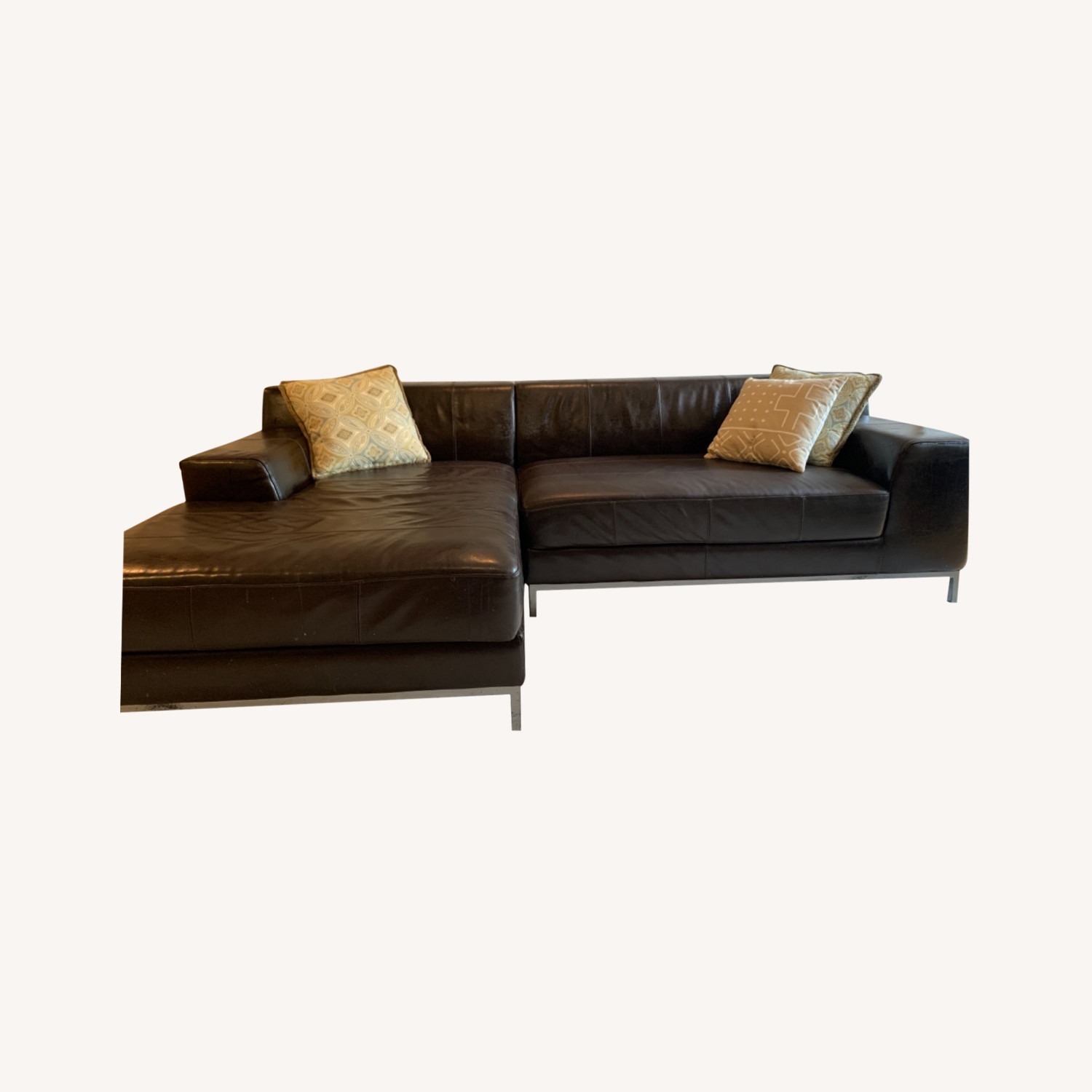 IKEA Kramfors Dark Brown Leather Sectional Sofa - image-8