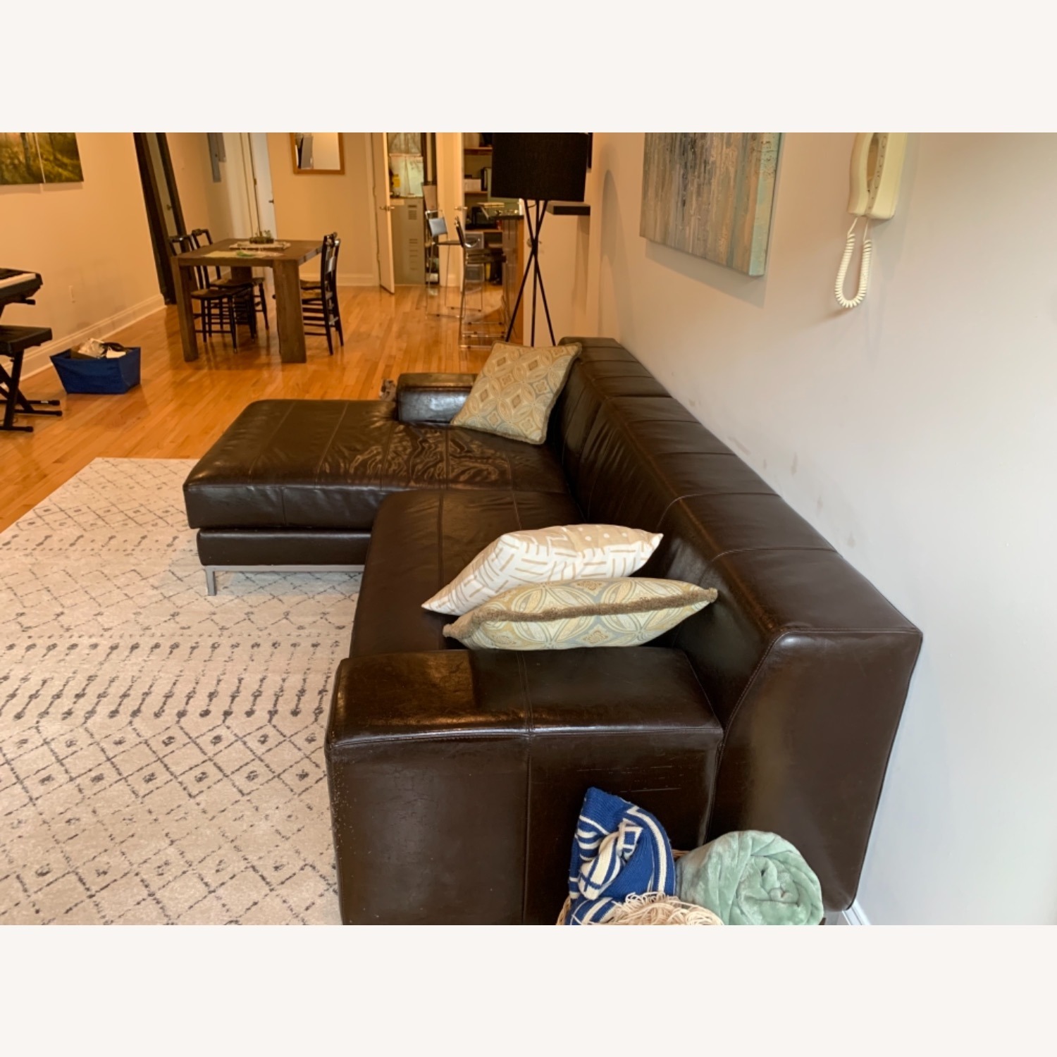 IKEA Kramfors Dark Brown Leather Sectional Sofa - image-4