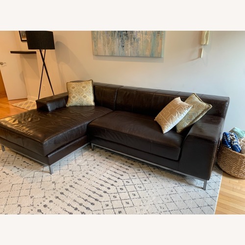 Used IKEA Kramfors Dark Brown Leather Sectional Sofa for sale on AptDeco