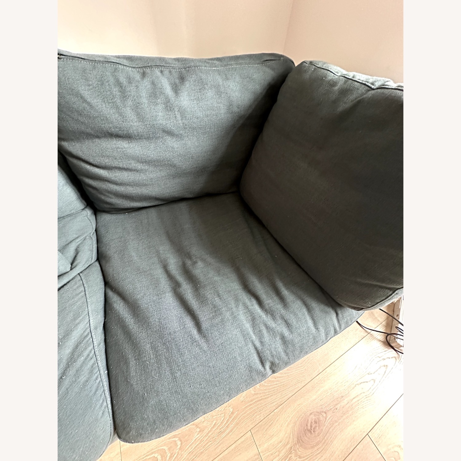 Home Meridian Blue Linen 3+ Piece Sectional - image-3