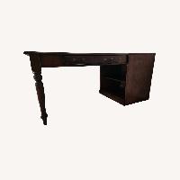 2 Piece Wood Desk With Attached Shelving Unit 