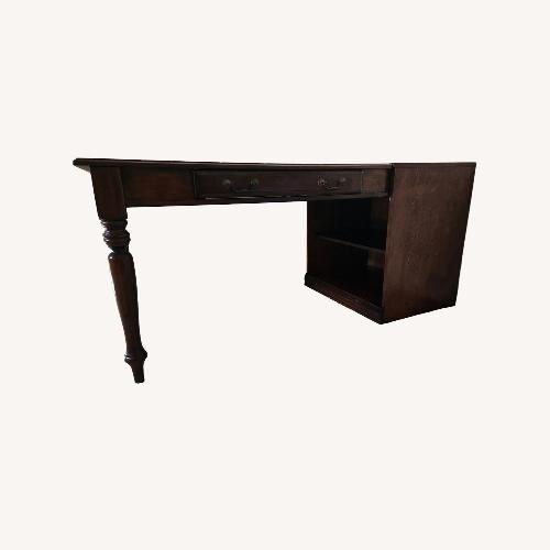 Used 2 Piece Wood Desk With Attached Shelving Unit  for sale on AptDeco