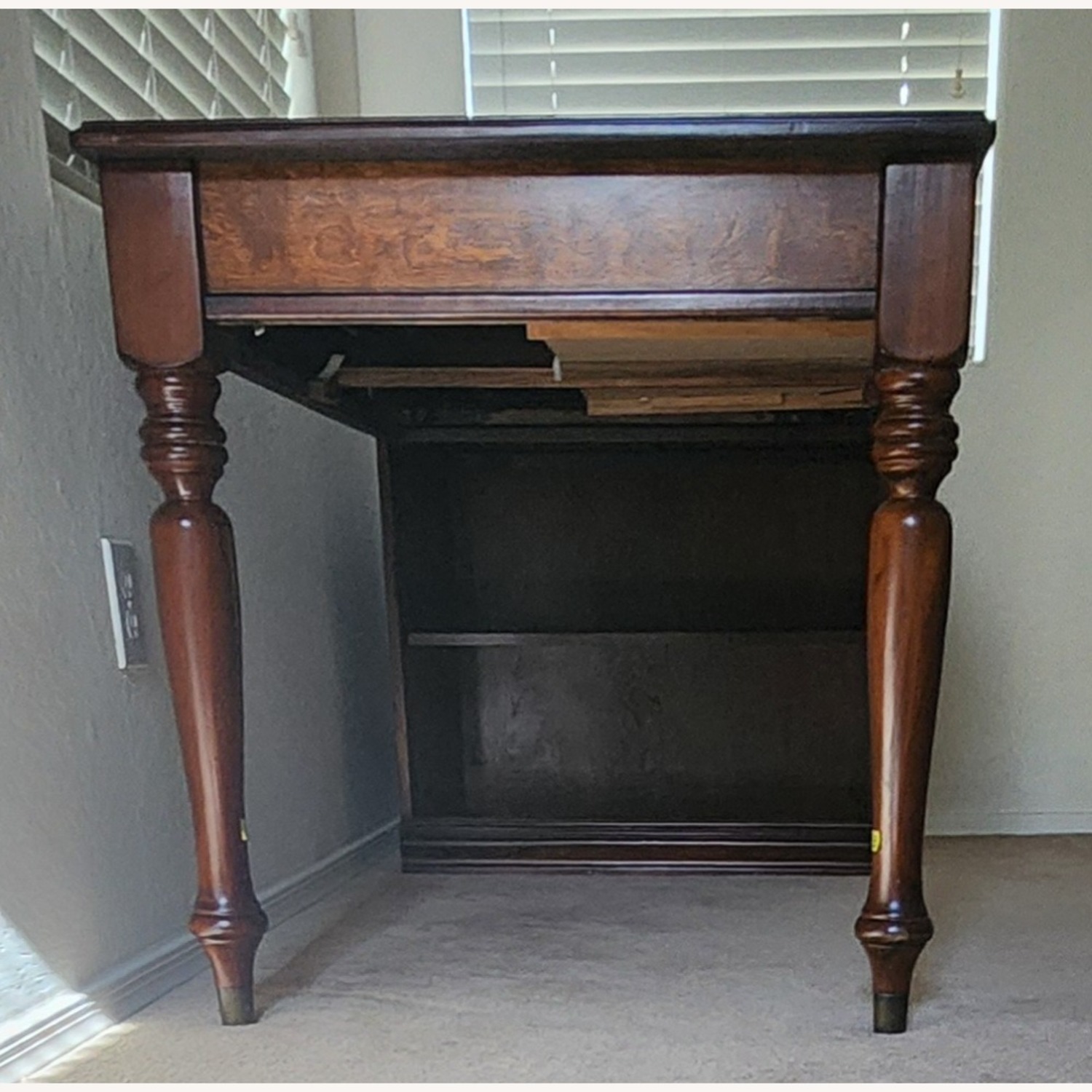 2 Piece Wood Desk With Attached Shelving Unit  - image-1