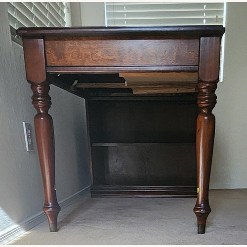 Used 2 Piece Wood Desk With Attached Shelving Unit  for sale on AptDeco