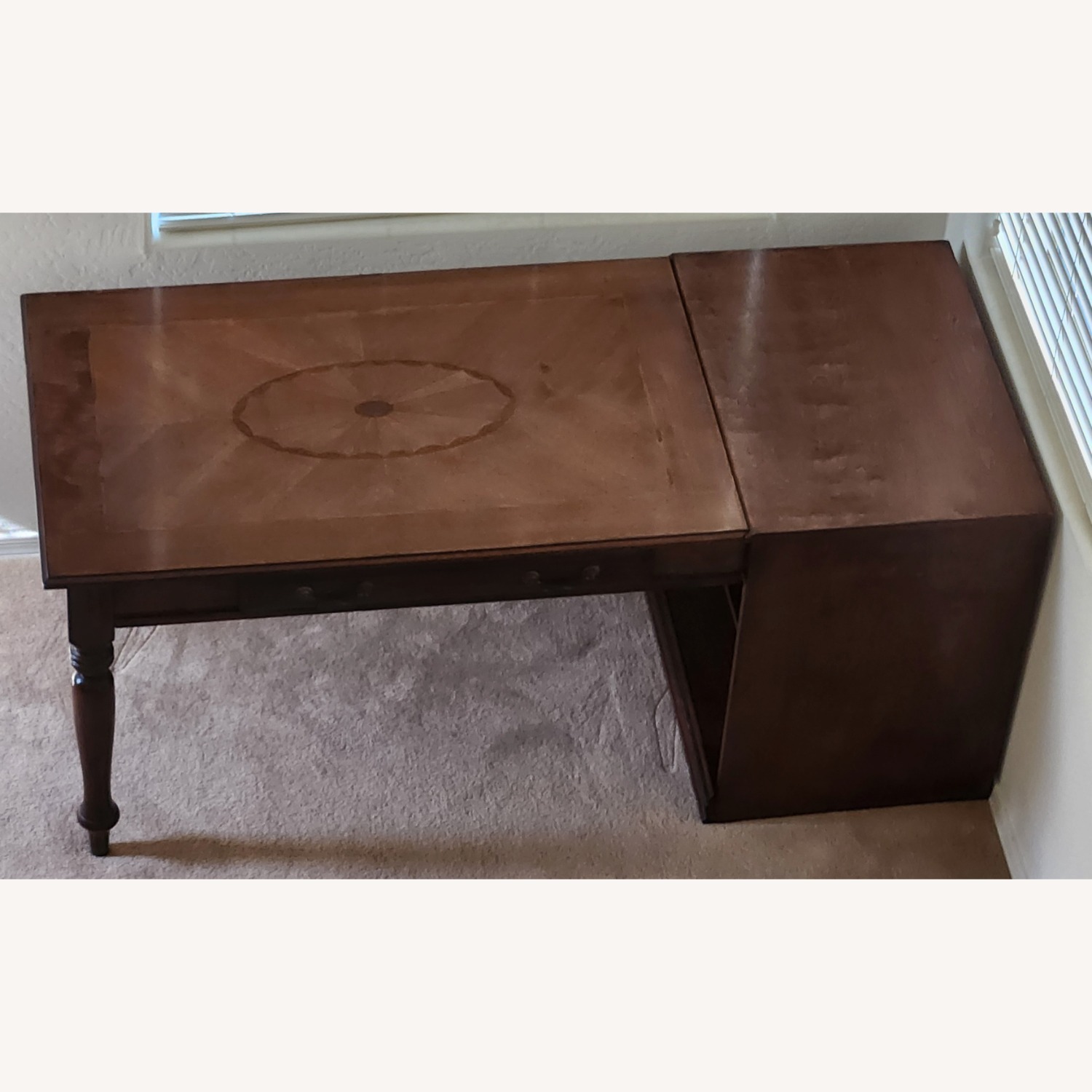 2 Piece Wood Desk With Attached Shelving Unit  - image-3